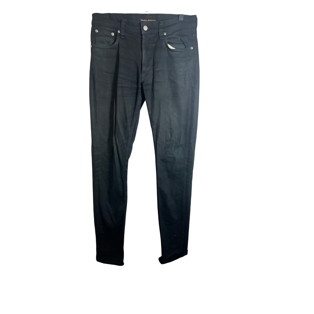 Nudie Jeans Co Skinny Lin Black Organic Cotton Stretch Jeans Mens 30x32 Italy
